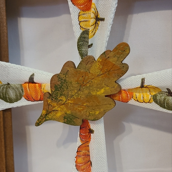 Frame Cross Art Pumpkin And Leaf Handmade - Picture 3 of 8